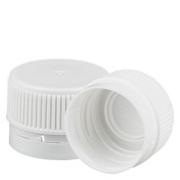 Tapón de rosca blanco, 28 mm con precinto de originalidad (para frascos de medicina según norma europea) Tapón de rosca blanco, 28 mm con precinto de originalidad (para frascos de medicina según norma europea)