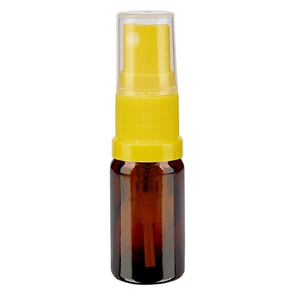Frasco de vidrio ámbar de 5 ml con atomizador amarillo