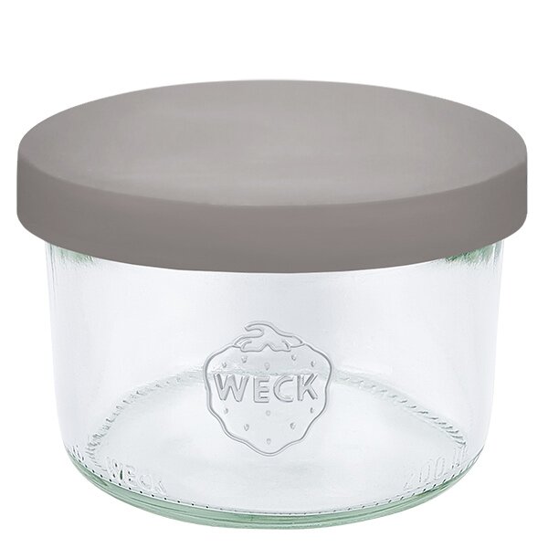 Vasos de 200 ml WECK RR80 con tapa de silicona gris